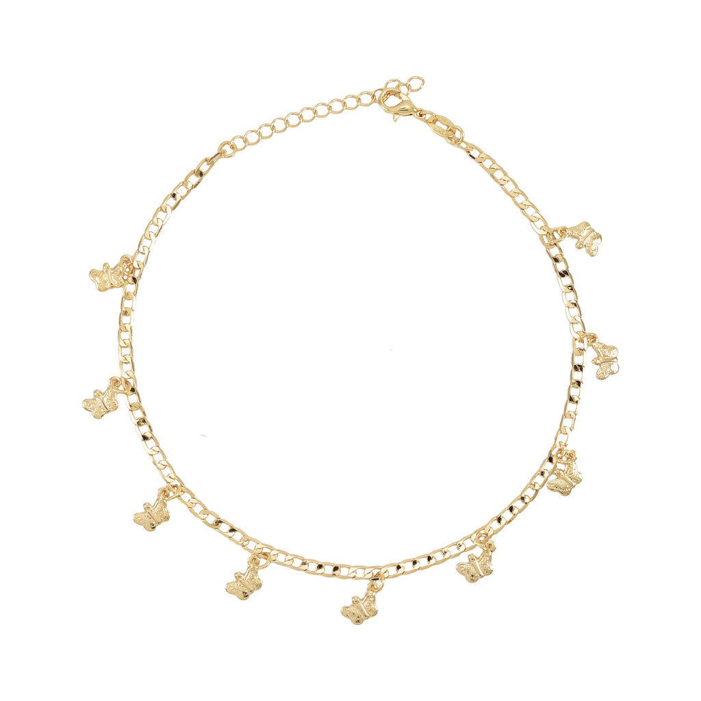 Gold Plated Butterfly Charm Ladies Anklet