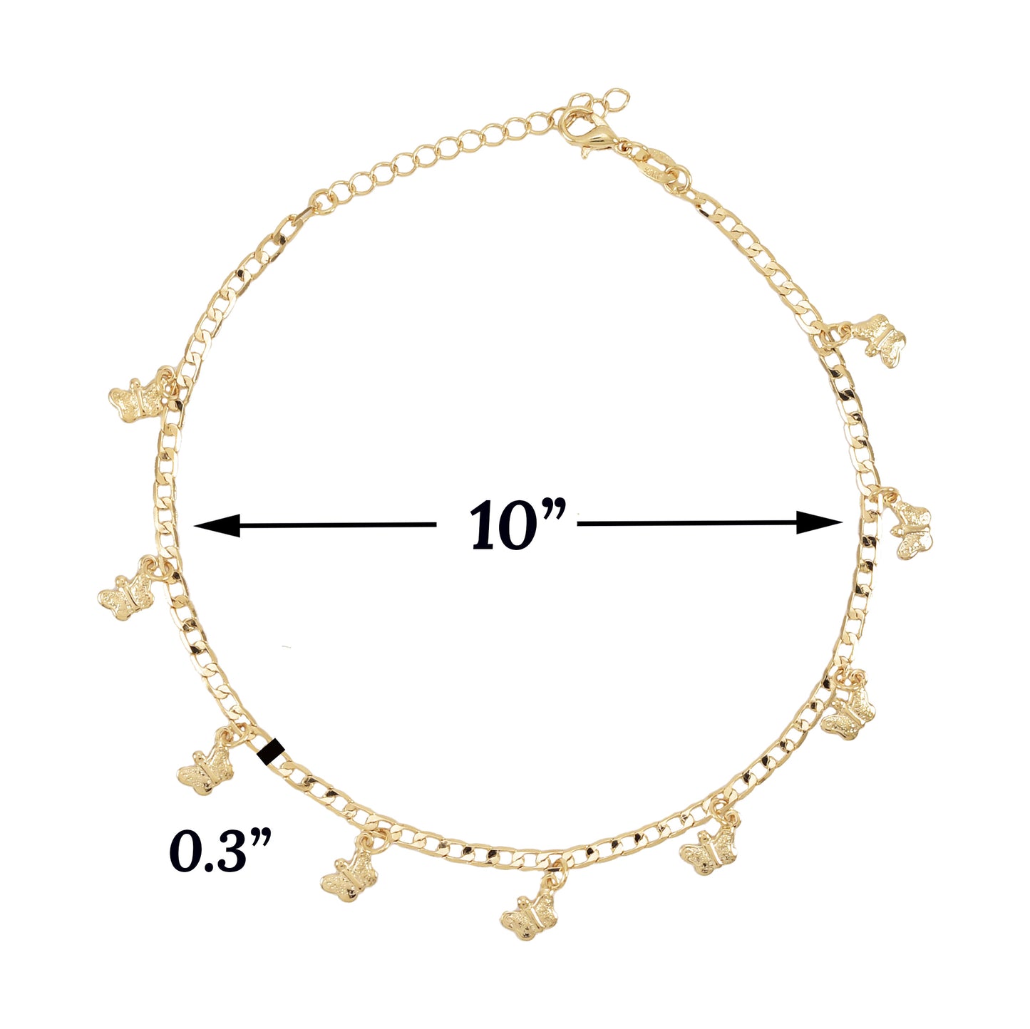 Gold Plated Butterfly Charm Ladies Anklet