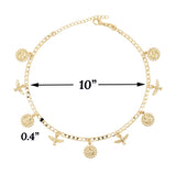 Gold Plated Sun & Eagle Charm Ladies Anklet