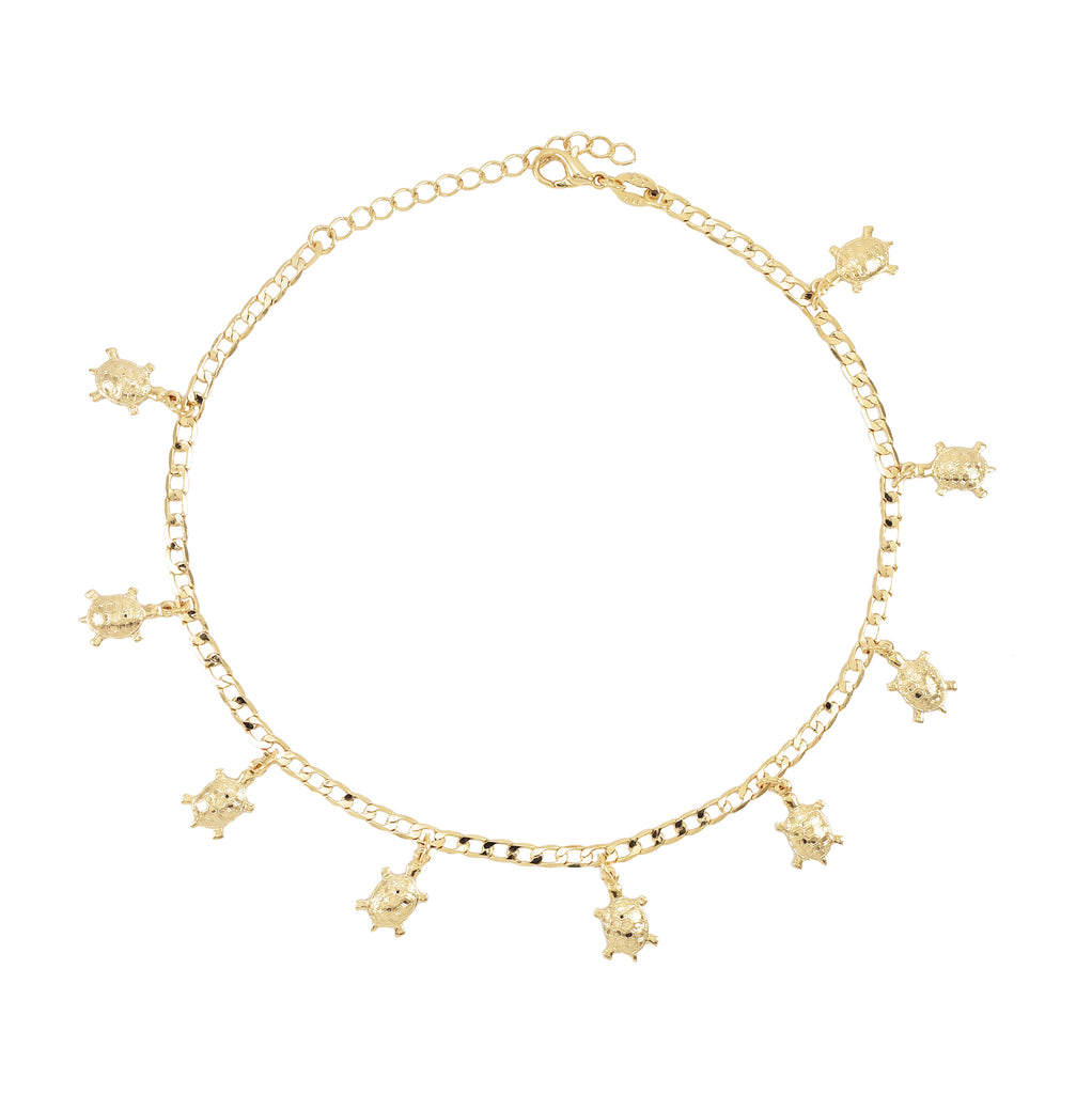 Gold Plated Turtle Charms Ladies Anklet
