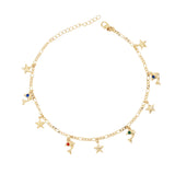 Gold Plated Dolphin and Stars Charms Ladies Anklet