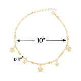 Gold Plated Turtle and stars charm Ladies Anklet
