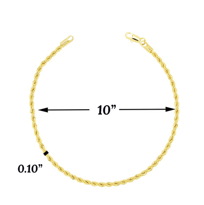 Gold Plated Rope Chain Ladies Anklet