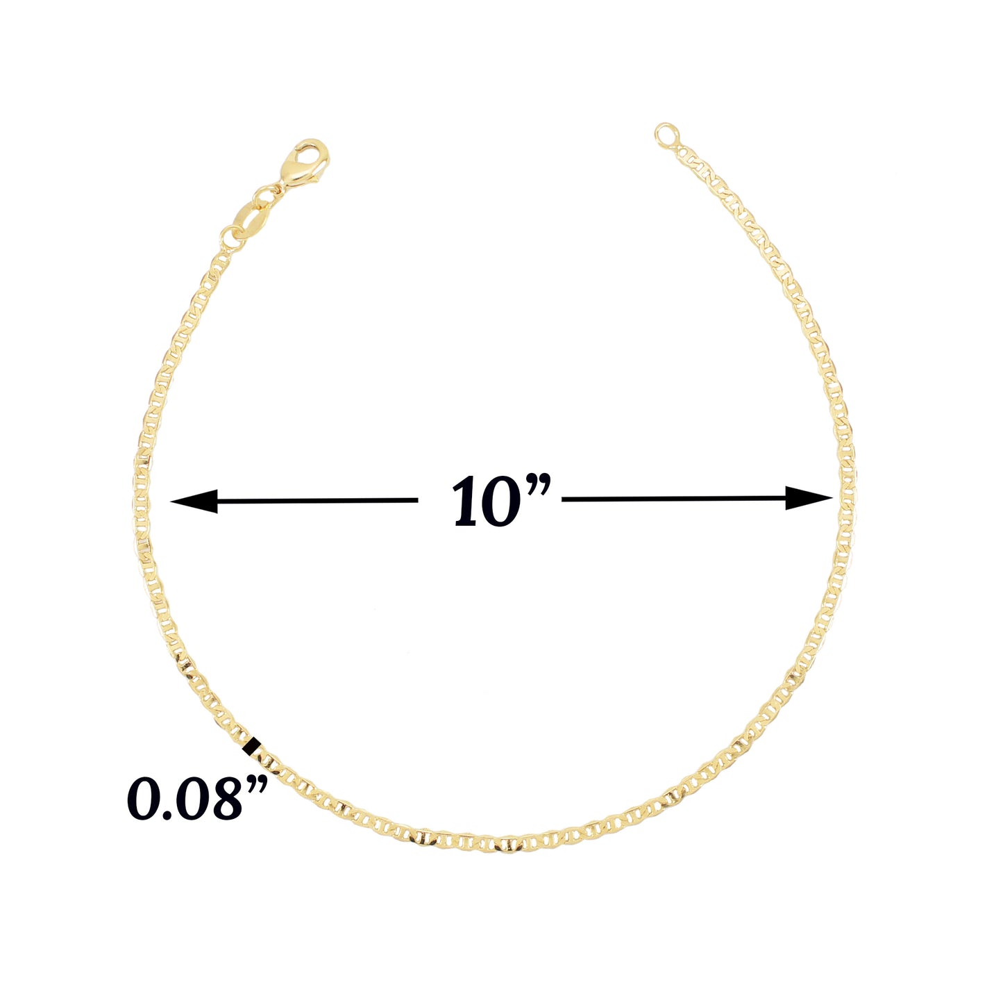 Gold Plated Mariner Style Chain Ladies Anklet