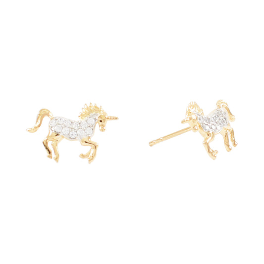 Gold Plated Unicorn Studs Earrings | Wholesale Jewelry