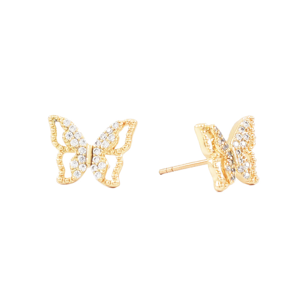Gold Plated Butterfly Earrings CZ Earrings