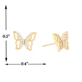 Gold Plated Butterfly Earrings CZ Earrings