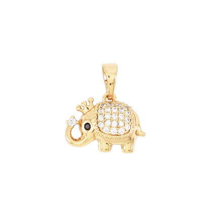 Gold Plated Elephant with crown Pendant | Wholesale Jewelry