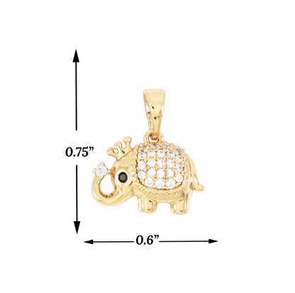Gold Plated Elephant with crown Pendant | Wholesale Jewelry