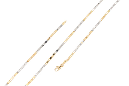 Gold Plated Two tone Flat Link Chain