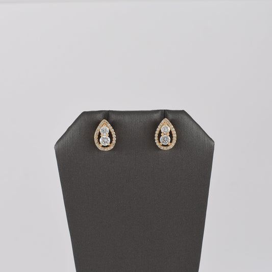 Oval Tear Drop Shape Cubic Zirconia Gold Plated Earrings | Wholesale Jewelry