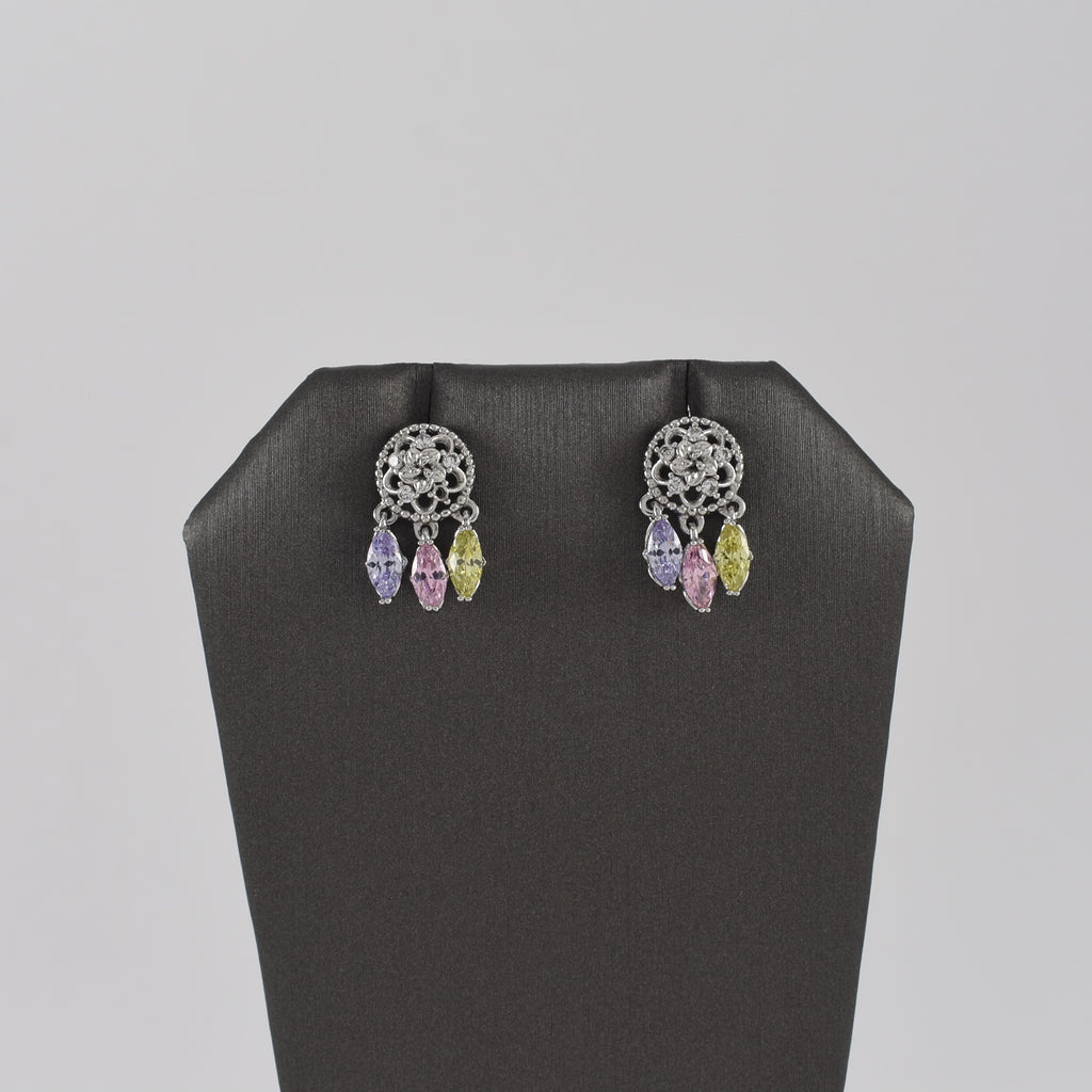 Silver Plated Earrings Azabache Style Multi Color
