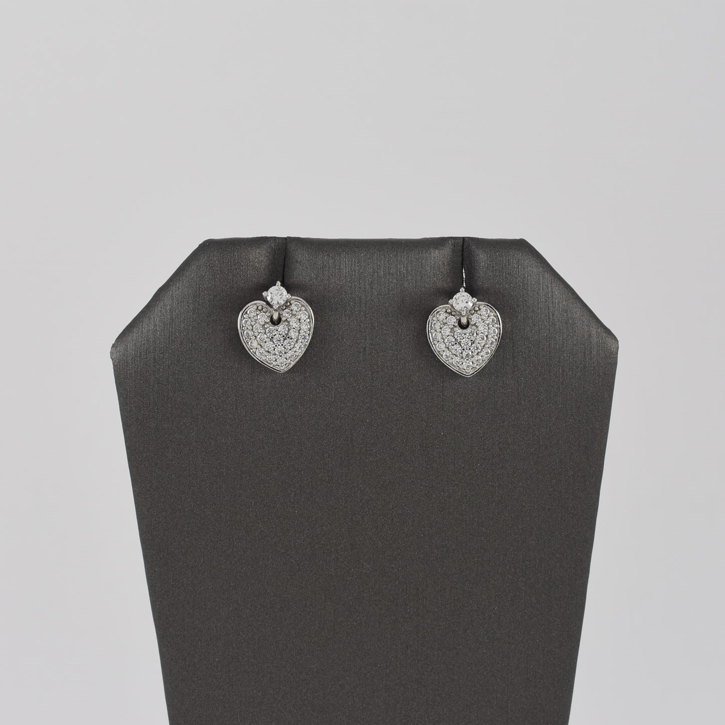 Silver Plated Heart CZ Stones Earrings | Wholesale Jewelry