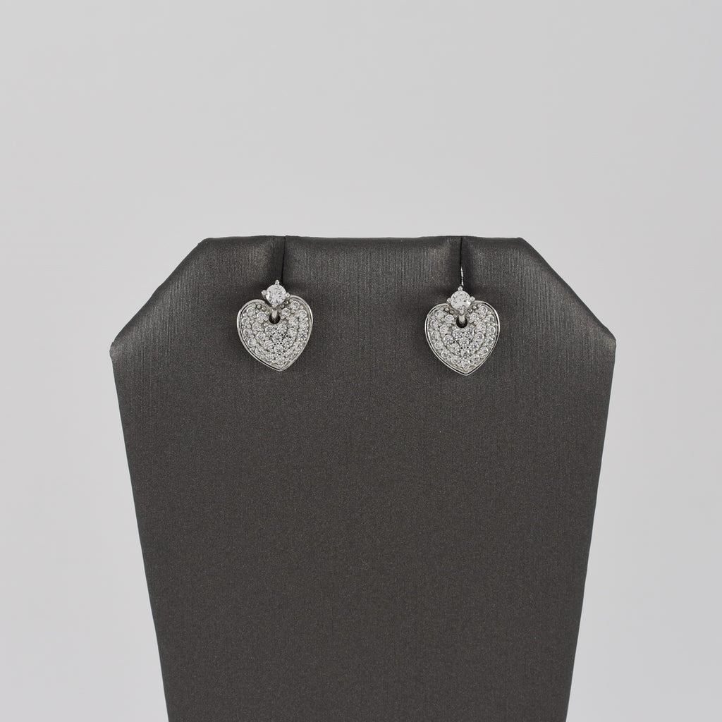 Silver Plated Heart CZ Stones Earrings