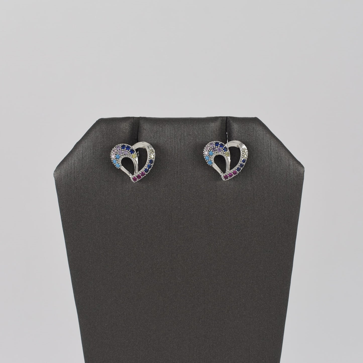 Silver Plated Heart Multi Color Earrings | Wholesale Jewelry