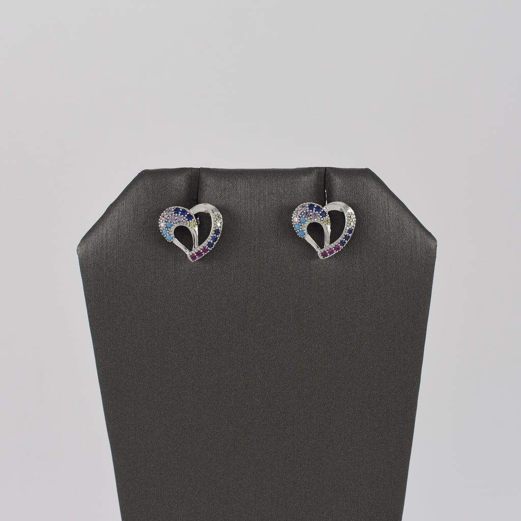 Silver Plated Heart Multi Color Earrings