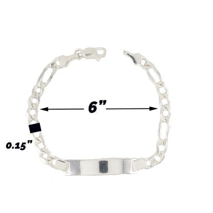 Sterling Silver Figaro ID Bracelet for Baby