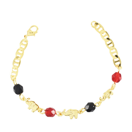 Gold Plated Elephant with Red Black Bracelets for Baby