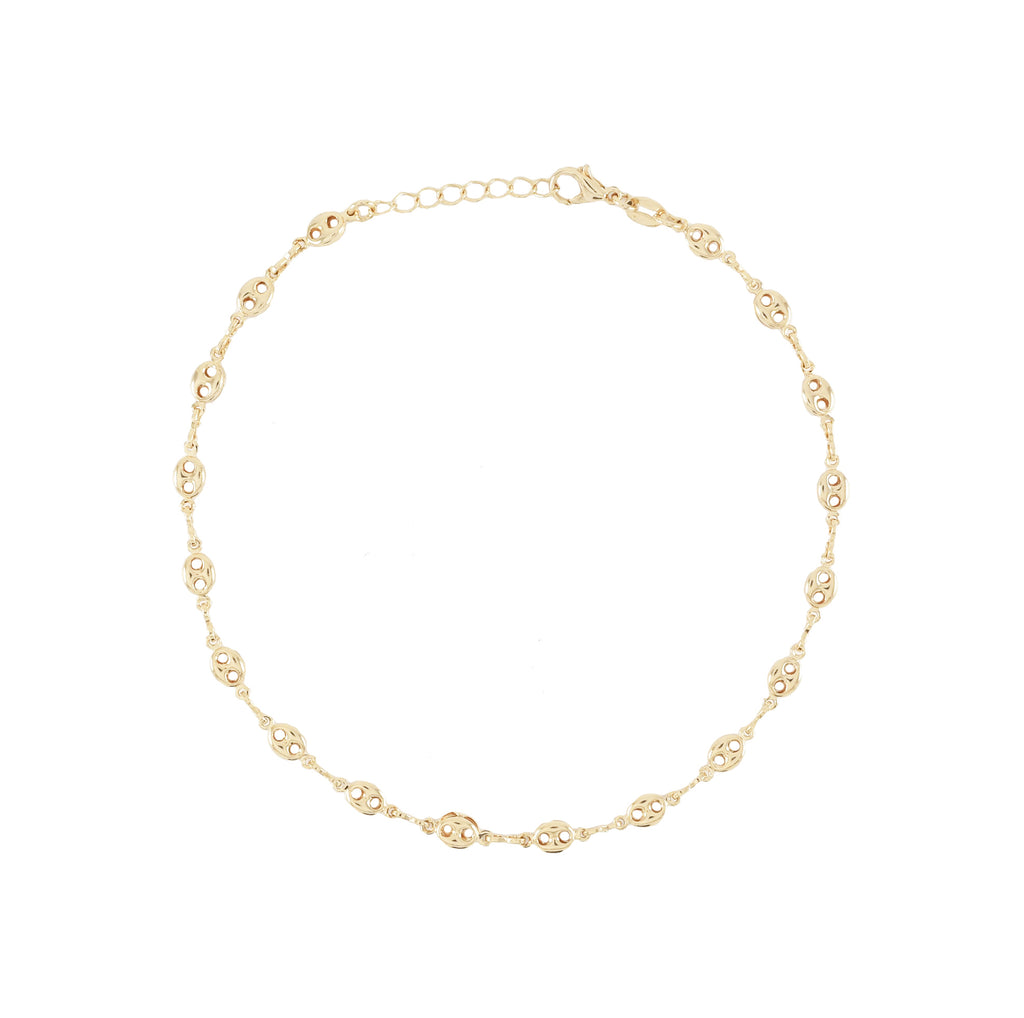 Gold plated Gucci Puffed Link Ladies Anklet