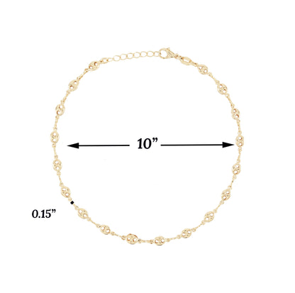 Gold plated Gucci Puffed Link Ladies Anklet