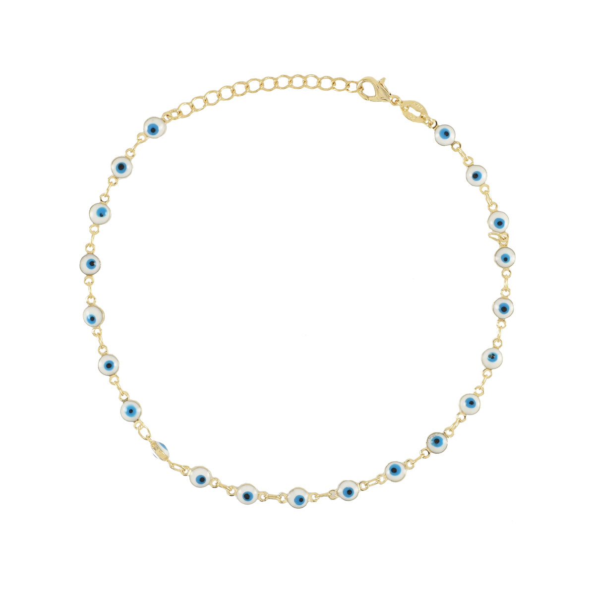 Gold Plated Blue Evil Eye Ladies Anklet