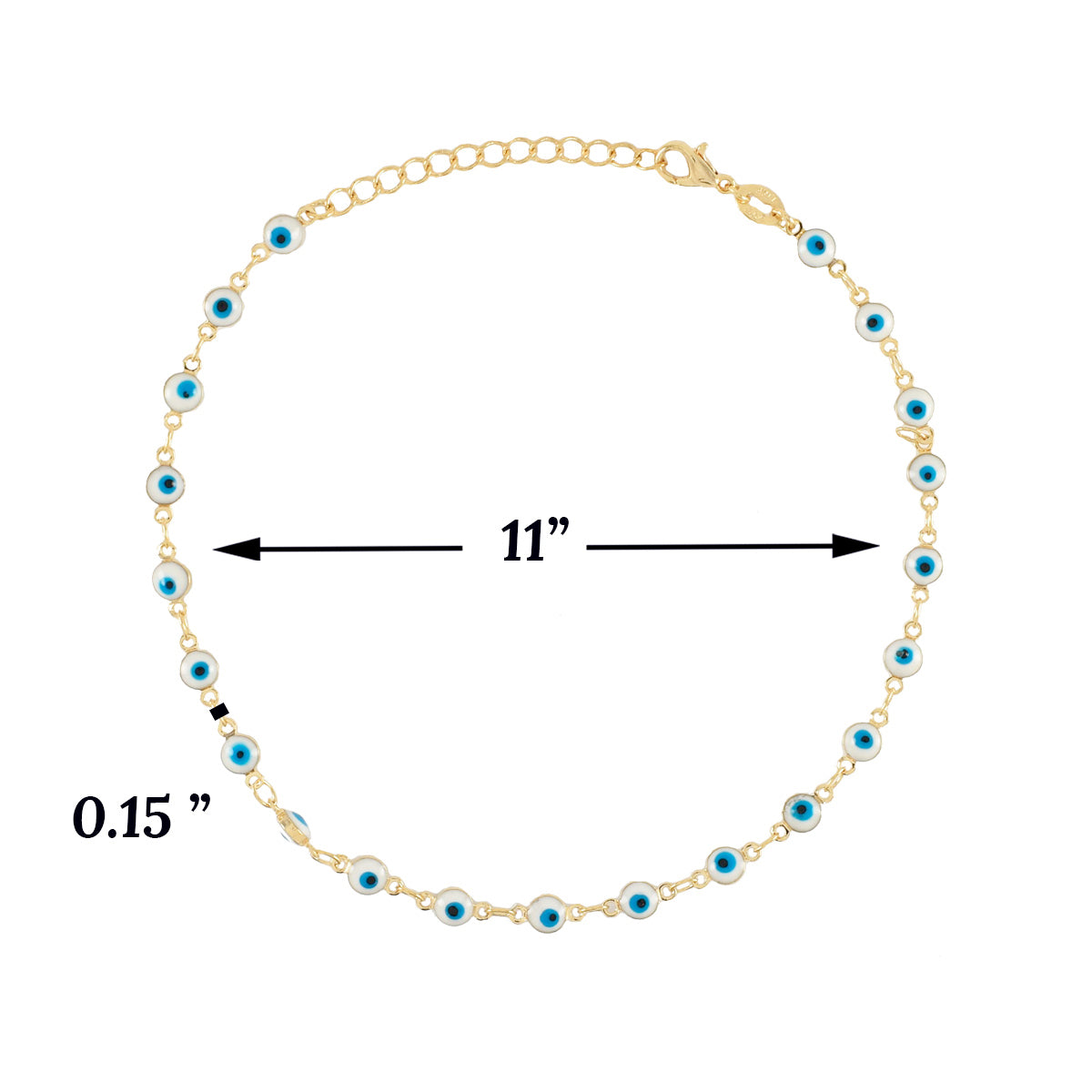 Gold Plated Blue Evil Eye Ladies Anklet