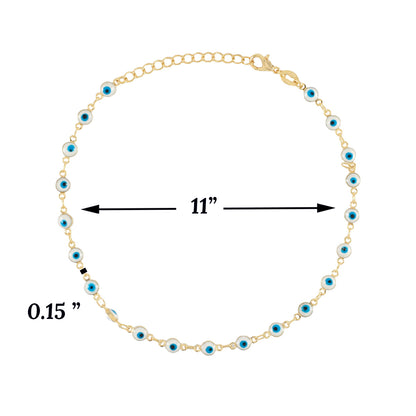 Gold Plated Blue Evil Eye Ladies Anklet
