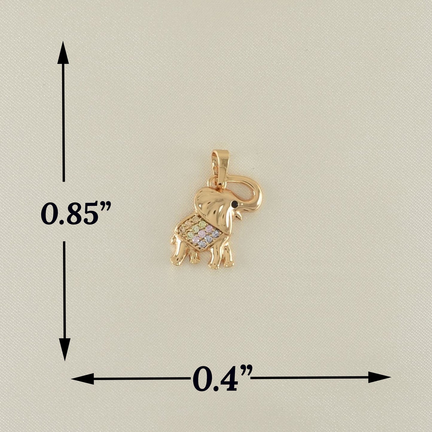 Gold Plated Elephant Pendant with MultiColor CZ | Wholesale Jewelry