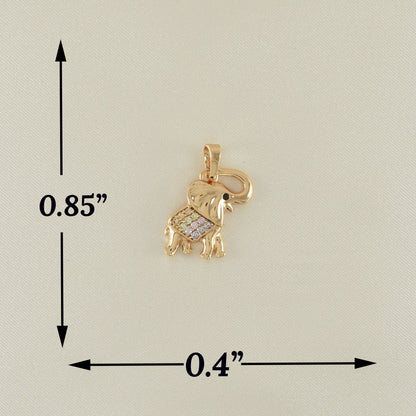 Gold Plated Elephant Pendant with MultiColor CZ | Wholesale Jewelry