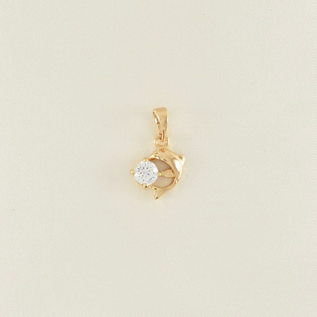 Gold Plated Dolphin with CZ pendant