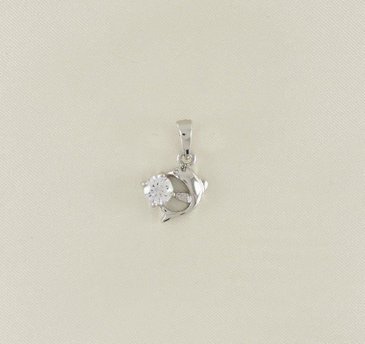 Silver Plated Dolphin with CZ pendant | Wholesale Jewelry