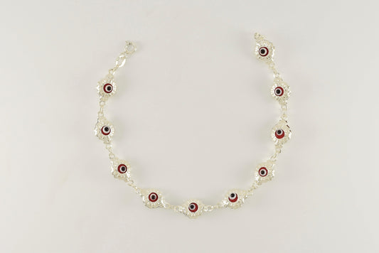 Sterling Silver Red Evil Eye Bracelet for Ladies