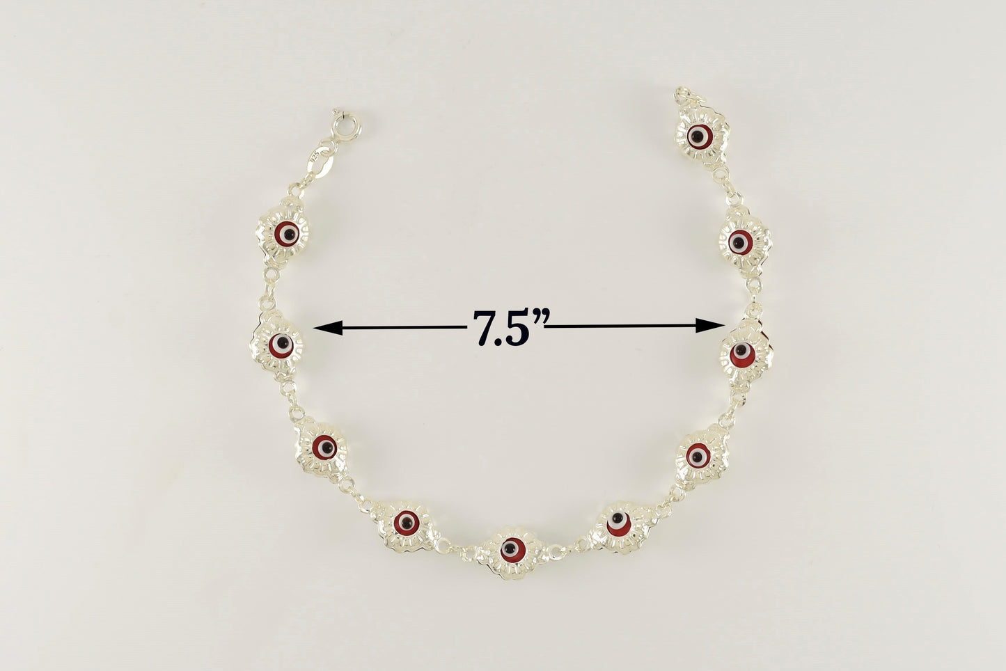 Sterling Silver Red Evil Eye Bracelet for Ladies