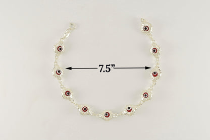 Sterling Silver Red Evil Eye Bracelet for Ladies