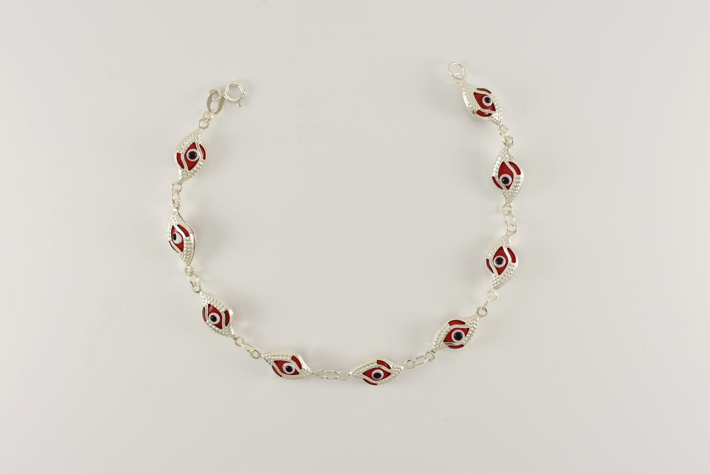 Sterling Silver Red Evil Eye Bracelet for Ladies