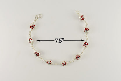 Sterling Silver Red Evil Eye Bracelet for Ladies