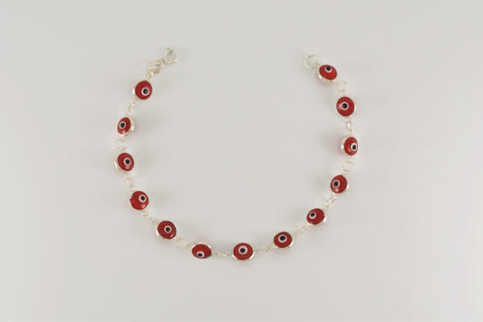 Sterling Silver Red Evil Eye Bracelet for Ladies