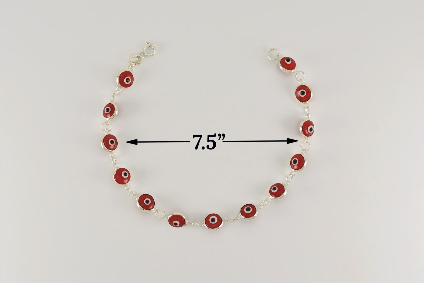 Sterling Silver Red Evil Eye Bracelet for Ladies