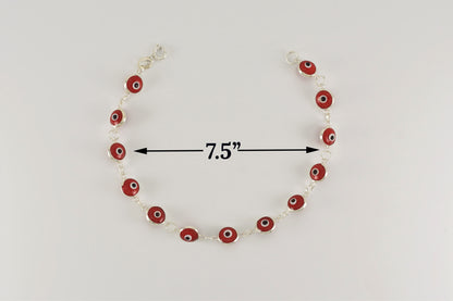 Sterling Silver Red Evil Eye Bracelet for Ladies
