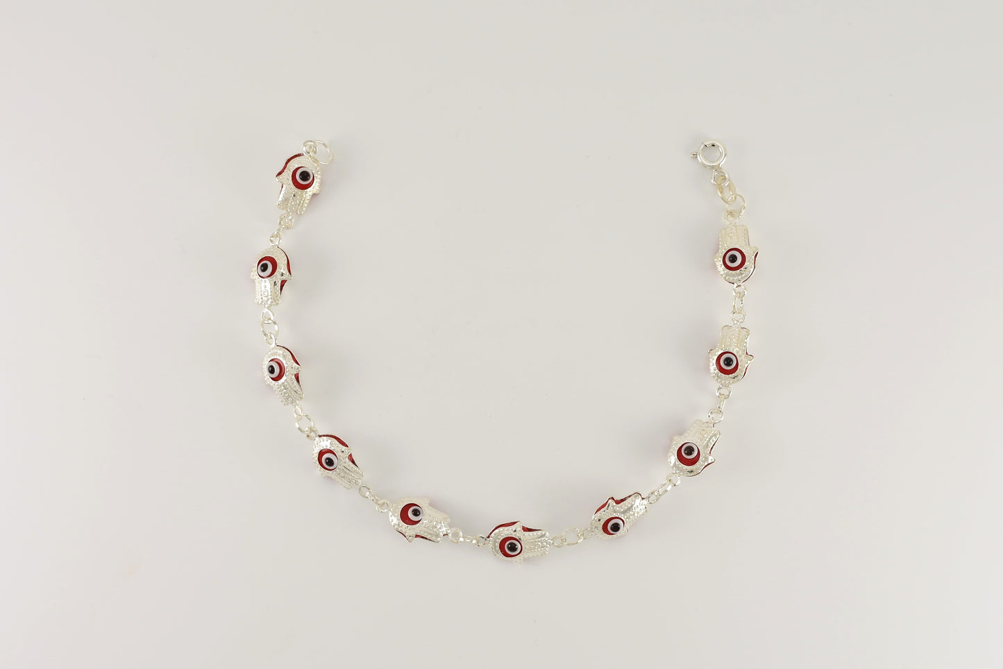 Sterling Silver Red Evil Eye Bracelet for Ladies