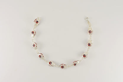 Sterling Silver Red Evil Eye Bracelet for Ladies