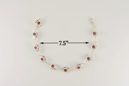 Sterling Silver Red Evil Eye Bracelet for Ladies
