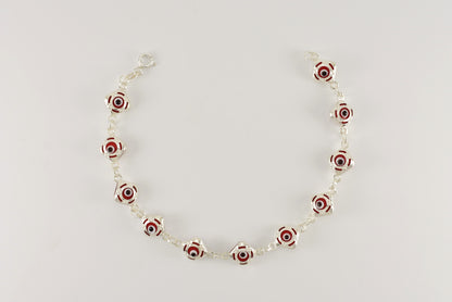 Sterling Silver Red Evil Eye Bracelet for Ladies