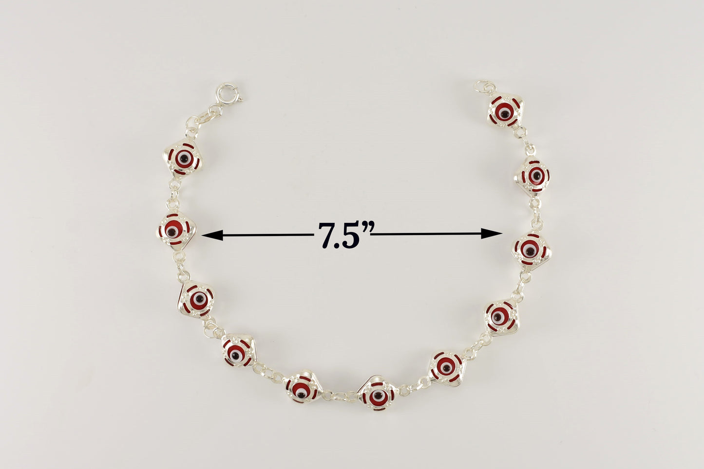 Sterling Silver Red Evil Eye Bracelet for Ladies