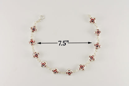 Sterling Silver Red Evil Eye Bracelet for Ladies