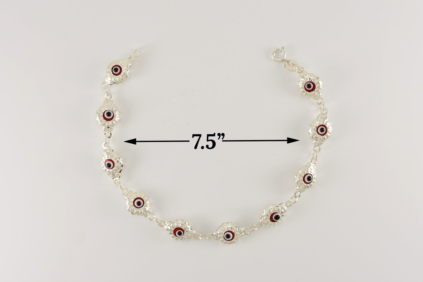 Sterling Silver Red Evil Eye Bracelet for Ladies