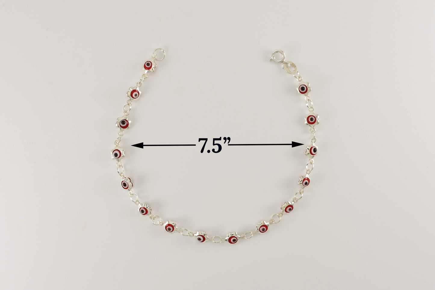 Sterling Silver Red Evil Eye Bracelet for Ladies