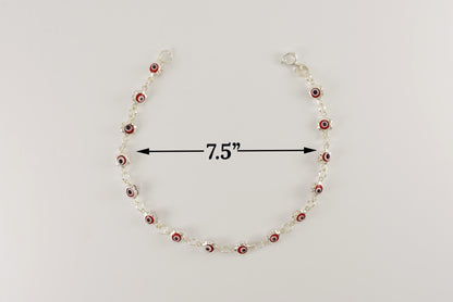 Sterling Silver Red Evil Eye Bracelet for Ladies