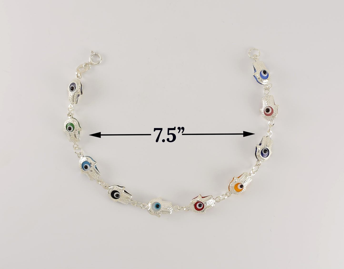 Sterling Silver Multicolor Evil Eye Bracelet for Ladies