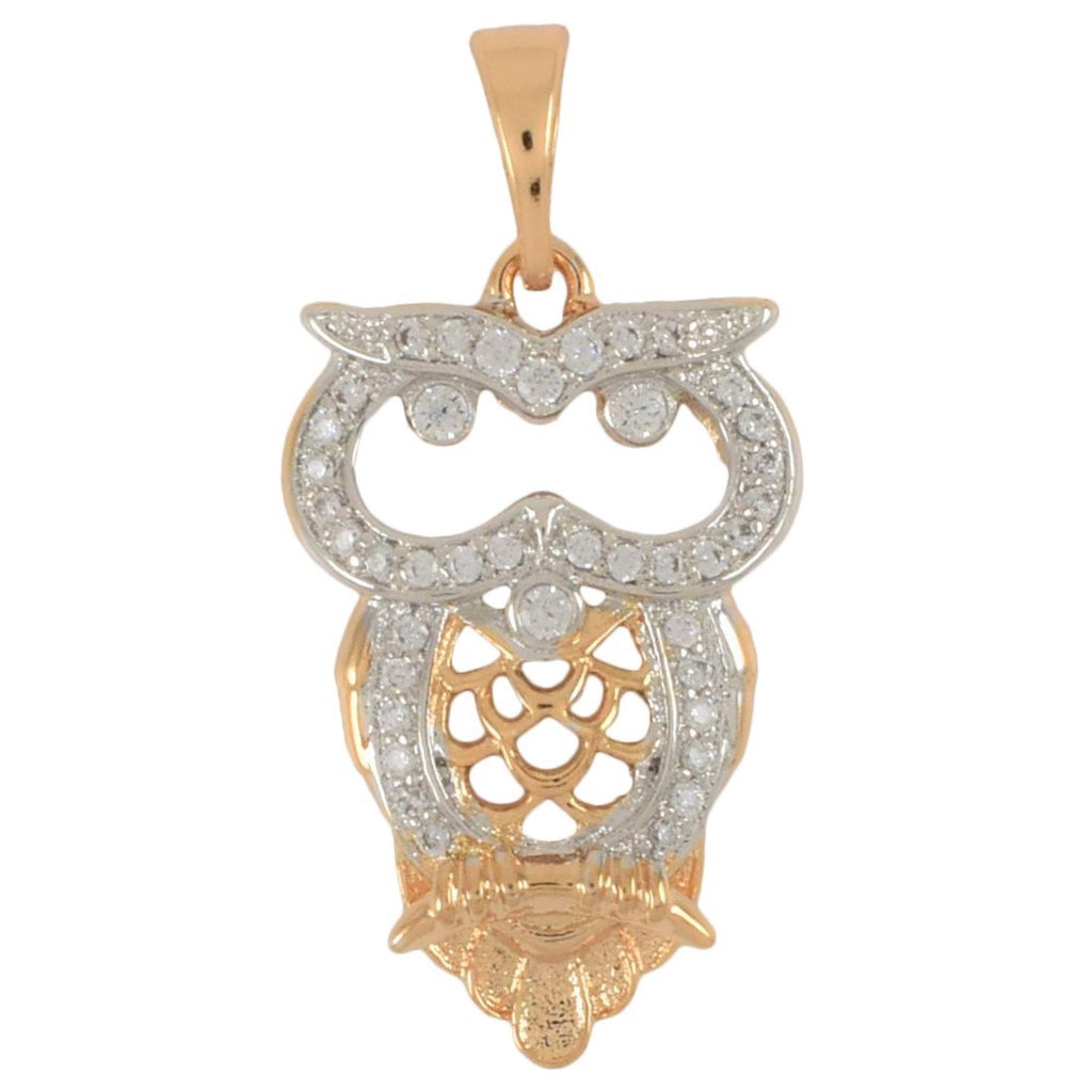Ladies Owl Pendant Gold Plated-Cubic Zirconia Pendant